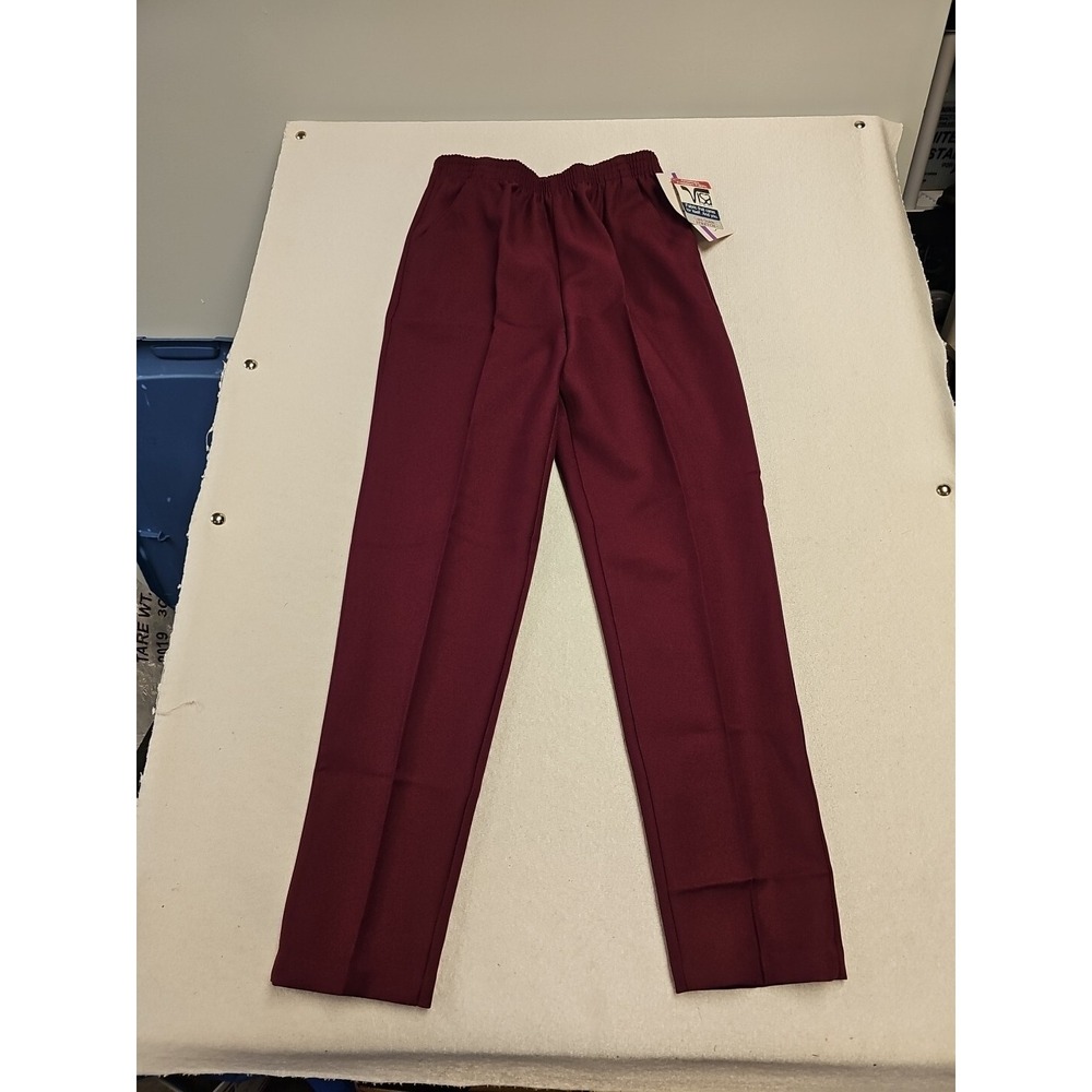 Vintage I.C. Isaacs Britefit Trousers Wine Burgundy Elastic Waist Size 12 NWT